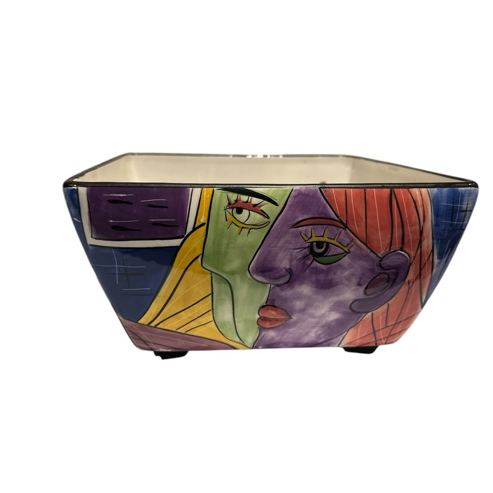 Muzeum Colorful Abstract Ceramic Bowl large size Picasso inspired art